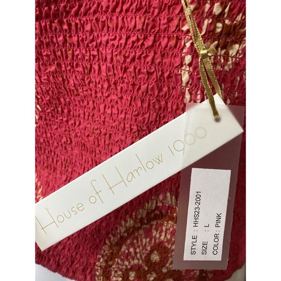 House of Harlow Women's Pink One-Shoulder Cropped Smocked Top Size L - NWT - Picture 7 of 8